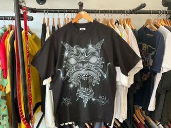 Big Skull Custom Airbrushed Pro Club Heavy Weight Dragon T-Shirt Black Size L