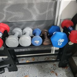Dumbells W/ Rack 3lbs Set & 8lbs Set