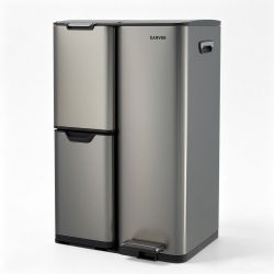 New 16 gal 3 Compartment Trash Can, 3-in-1 Stainless Steel Garbage Can with Soft-Close Lid, Removable