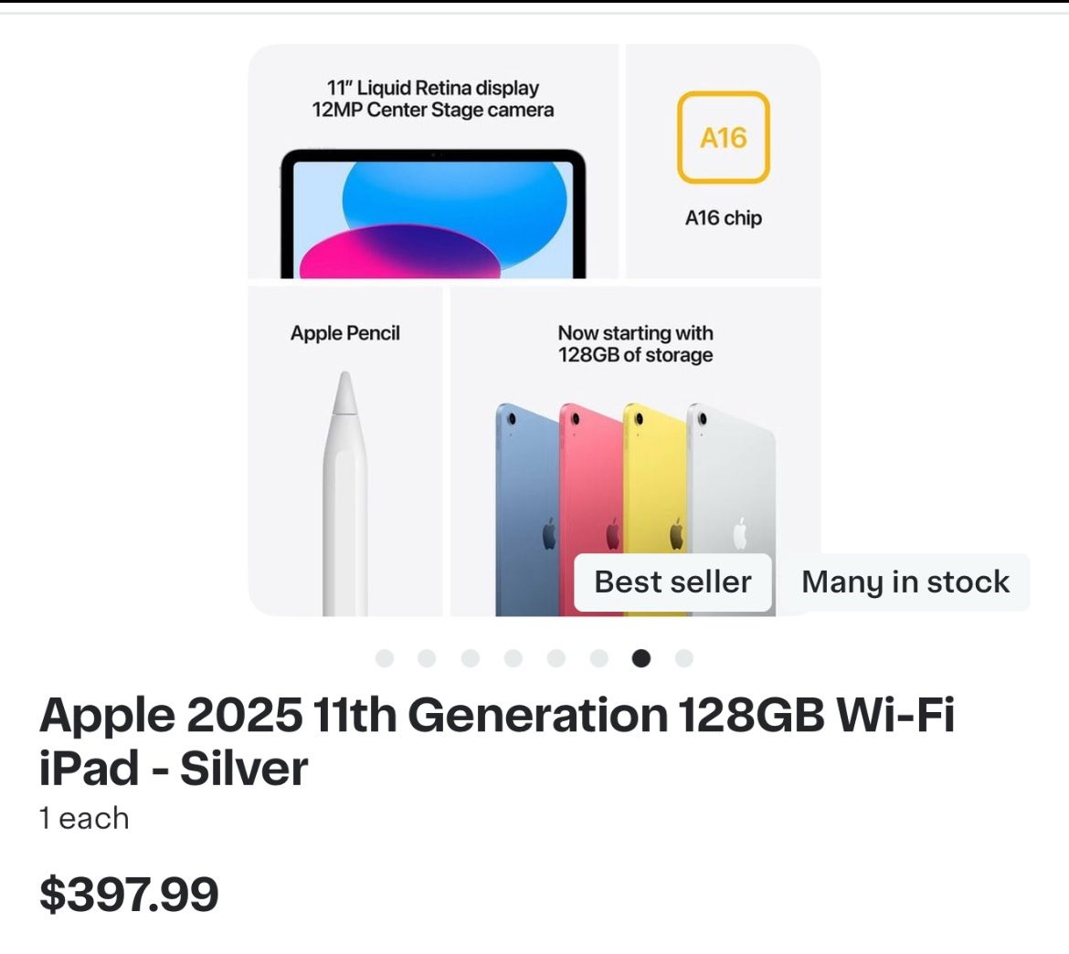 Apple 2025 11th Generation 128 GB WiFiPad