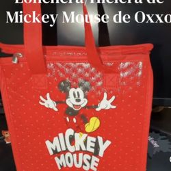 Oxxo Mexico Exclusive Mini Insulated Lunch Bag Disney Mickey Mouse Red Zipper