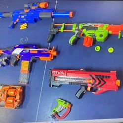 6 Nerf Guns Great Condition 