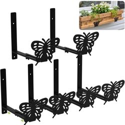 Adjustable Window Box Brackets, 6 to 12 inch Heavy Duty Window Planter Box Brackets, Butterfly Shape Wall Mou