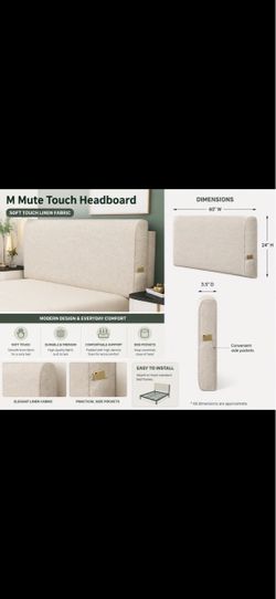 M Mute Touch Linen Fabric Headboard 60"