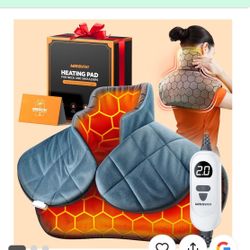 Graphene-Infused Weighted Heating Pad, Effective Pain Relief Instant Heating Pads for Neck and Shoulders and Back, Ergonomic Heated Wrap w/ 6 Heat Opt