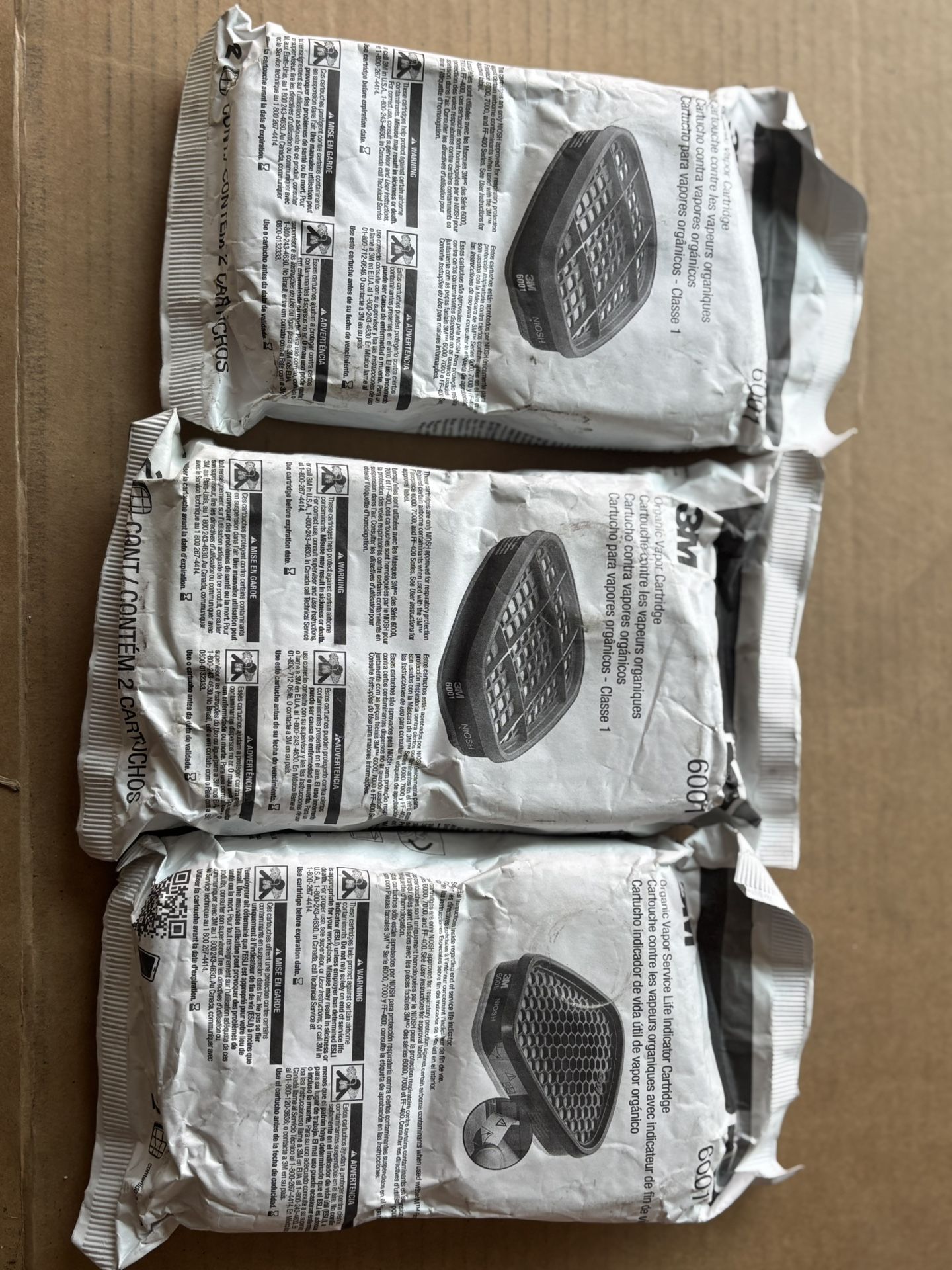 3M 6001 Organic Vapor Cartridges (3)