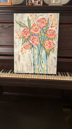 Beautiful Roses Textured Canvas Hang Cheery Decore