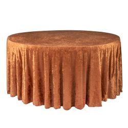 (7) Terracotta Orange Velvet Round Tablecloths