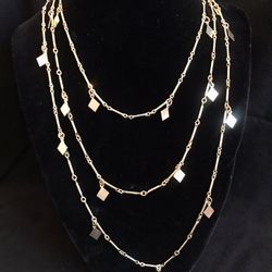 27” Gold Tone Necklace With Square Dangle