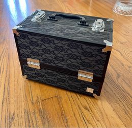 CABOODLES BLACK LACE TRAIN CASE MAKEUP VANITY STORAGE BOX BIG SIZE!