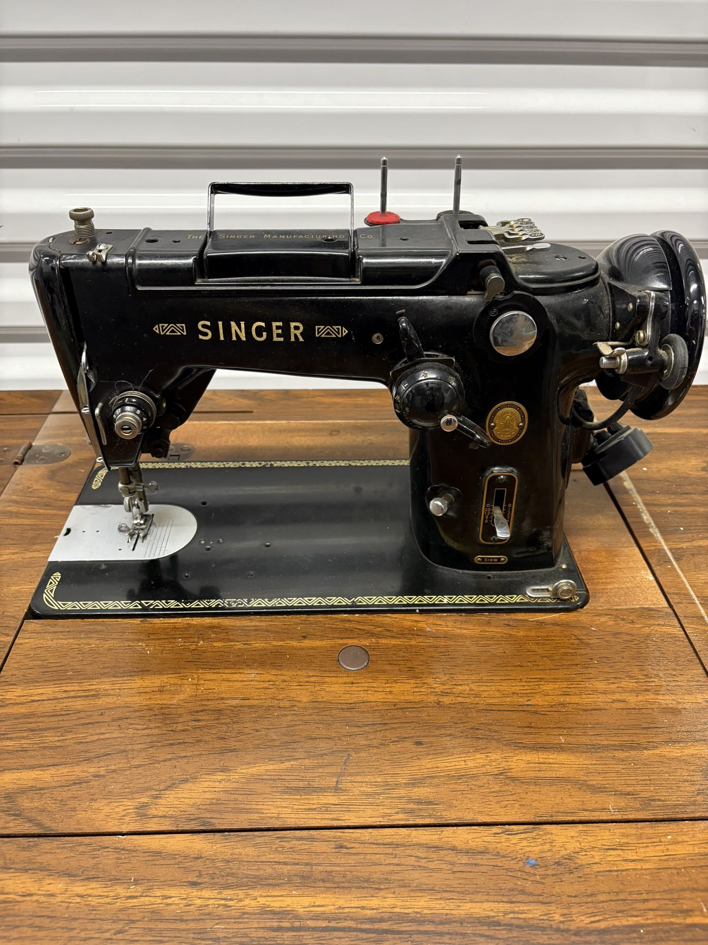 Singer 319 Sewing Machine Desk Station W/ Accessories