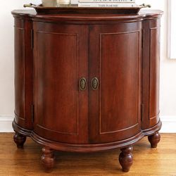Vintage Bombay Bar Cabinet Demilune Bar Cabinet Storage Footed Solid Wood Entryway Console  Bedroom Side Table Accent Storage Vintage Retro 