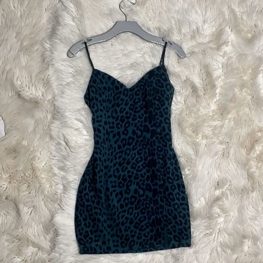 Leopard green mini dress