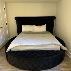  Hazel Black Velvet Queen Sized Bed Frame(Mattress not included)