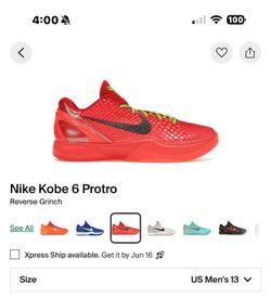 Nike Kobe 6 reverse grinch size 13