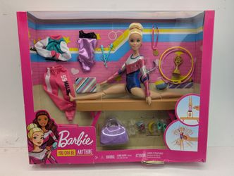 Barbie You Can Be Anything Gymnastics Barbie Playset Complete - Damaged Box