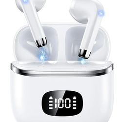 Wireless Earbuds Bluetooth Headphones 5.3 Bass Stereo Earphones, 40H Playtime Ear Buds with LED Power Display, Bluetooth Earbud with Noise Cancelling 