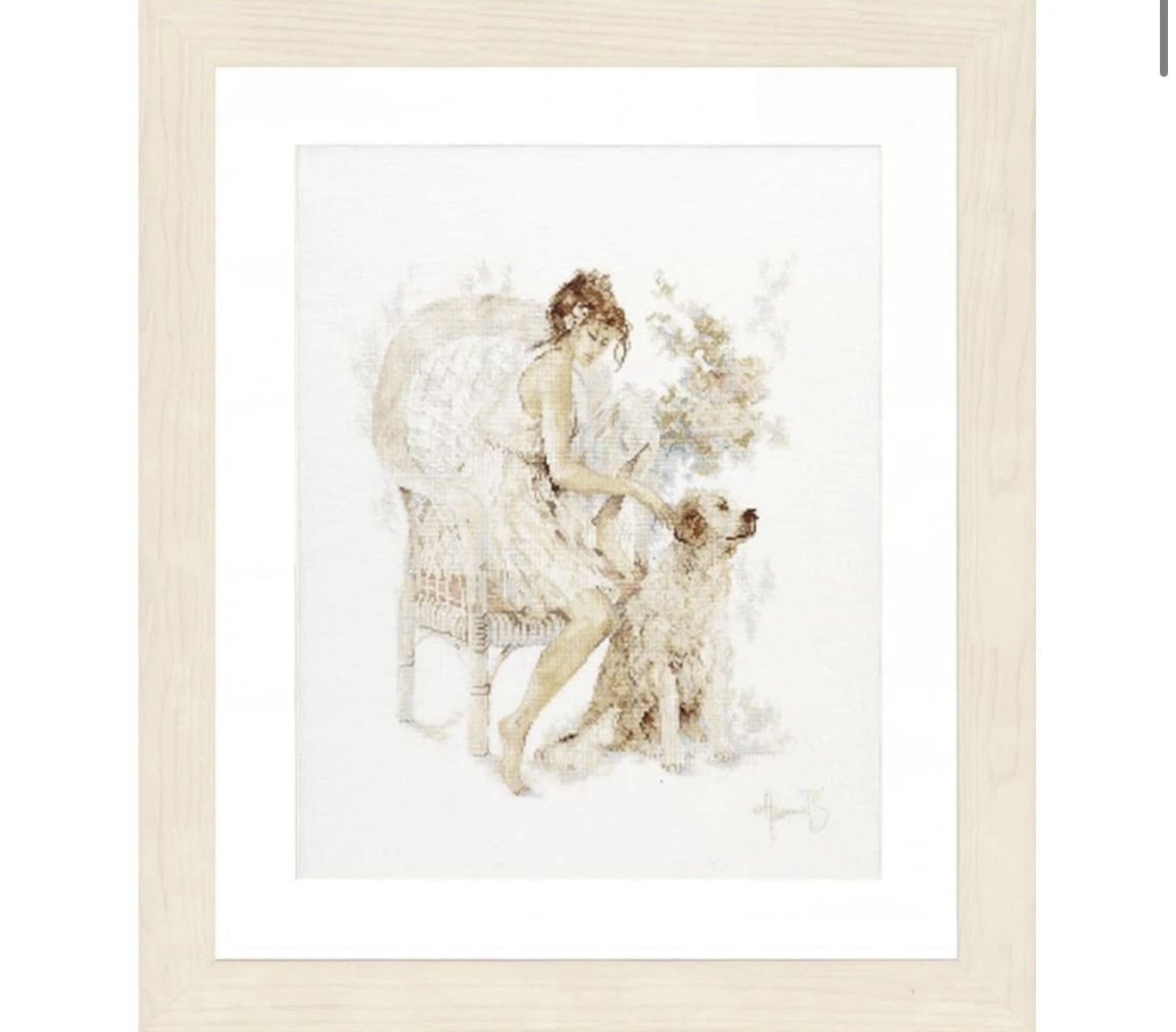 Lanarte Counted Cross Stitch Kit: Lady With Dog (Linen)
