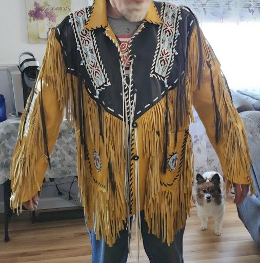 Leather/ Horsehair Beaded Jacket