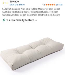 Sunrox Non Slip Tufted Memory Foam Bench Cushion
