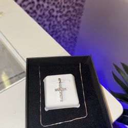 Moissanite cross necklace .925 sterling silver!