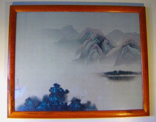 Vintage 1978 Signed David Lee Landscape Mountains Lake Framed Print 28" x 22