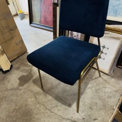 West Elm Deep Blue Velvet Chair set Of 2 