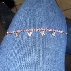 Adjustable 14k rose gold plated cubic zirconia necklace and bracelet set