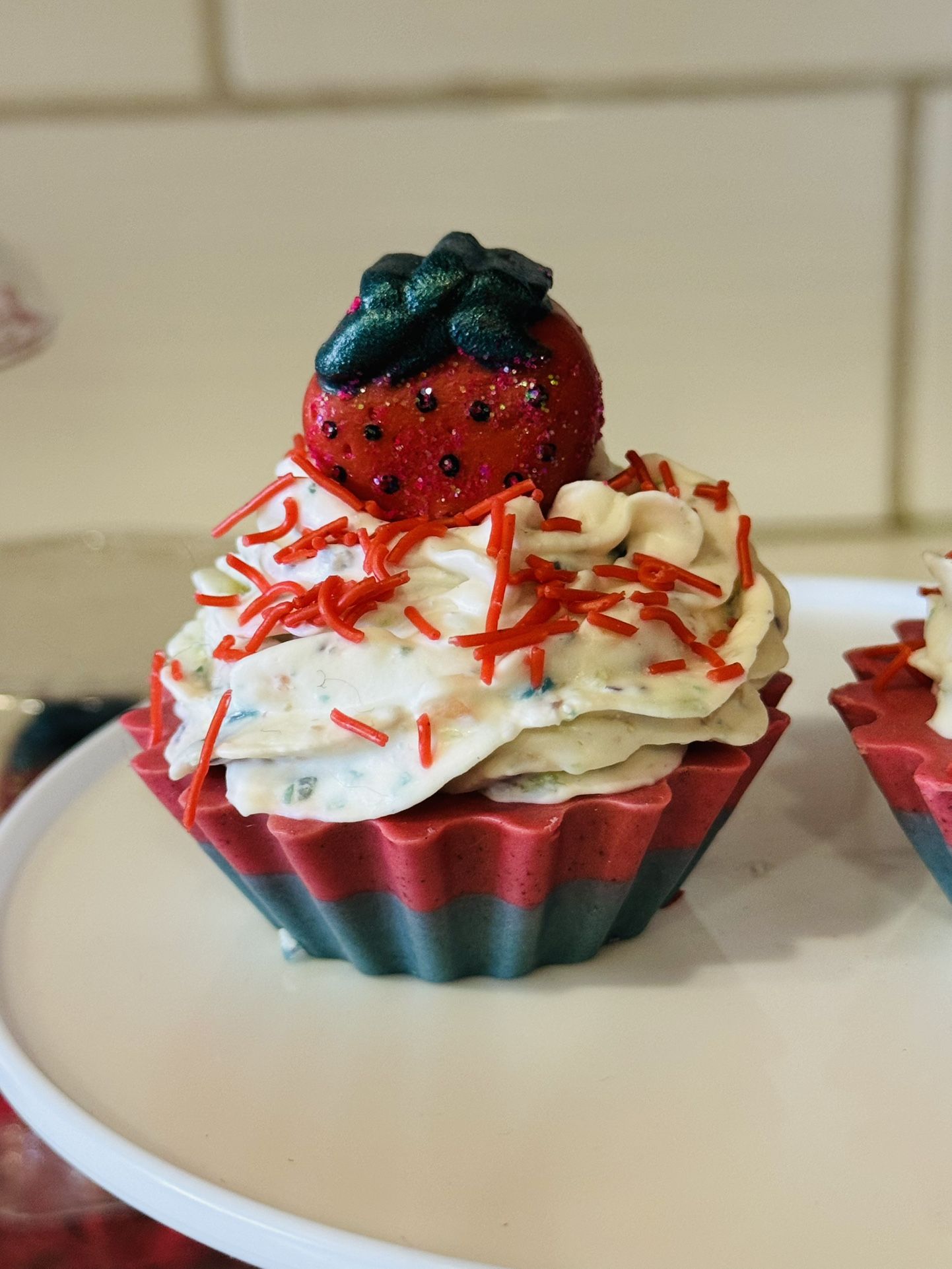 Handmade Organic Strawberry Mini Cupcake Soap