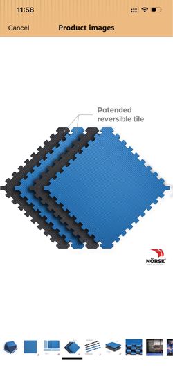 Reversible 3/4" EVA Foam Gym Floor Tiles, Blue/Black, 12-Pack