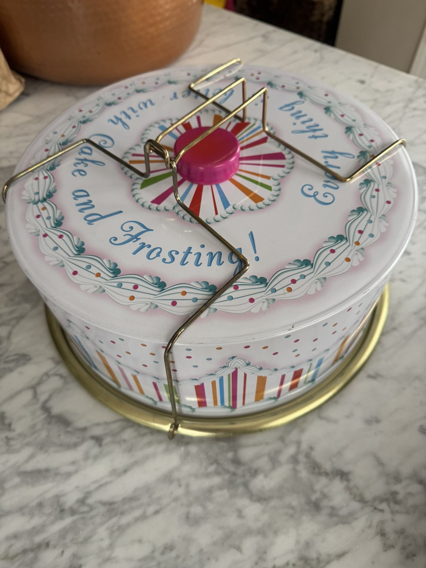 Glitterville Vintage Style Tin Birthday Cake Carrier