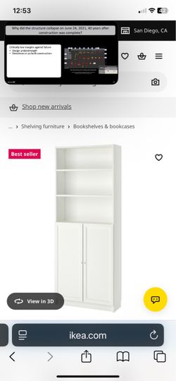White bookcase with doors