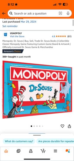 Dr. Seuss Monopoly Board Game