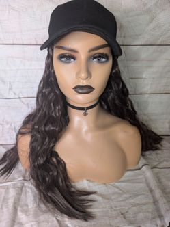 Long brown wig with hat