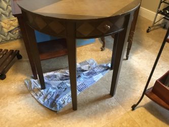 small table with drawer and geometric design. downsizing so needs a new home. contemporary