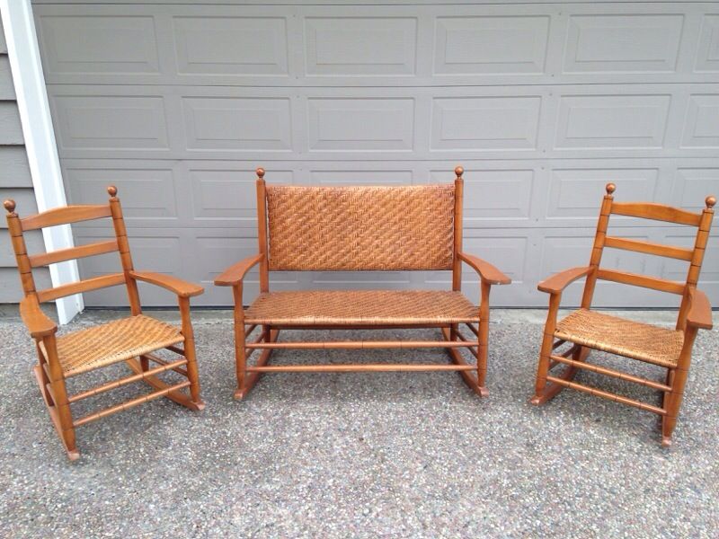 Mottville chair works rocking bench and 2 rocking chairs