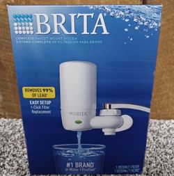 BRITA FF-100 Faucet Mount Water Filter System, White, 100 gal Carbon Filter
