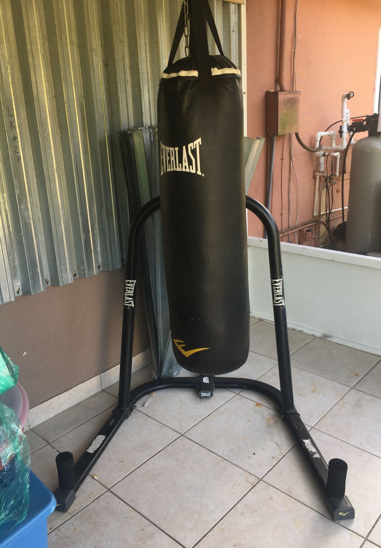 Everlast punching bag and Stan with speed bag connection