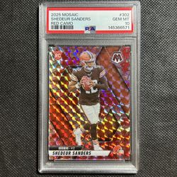 2025 Panini Mosaic Shedeur Sanders #302 Red Camo Mosaic Prizm RC PSA 10 GEM MINT