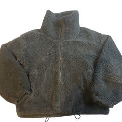 Lululemon Cinchable Jacket Soft Sherpa Plush Fleece Zip-Up size 8 Dark Olive 