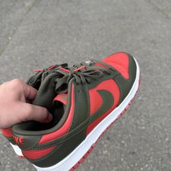 Nike Dunk Low Retro Sneakers Red And Khaki