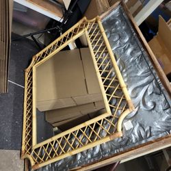 Vintage Bamboo Mirror - Coastal Boho Grand Millenial Vibe (Post Mid-century) 
