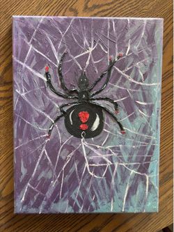Black widow oil on canvas painting