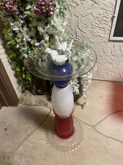 Patriotic garden art  birdfeeder