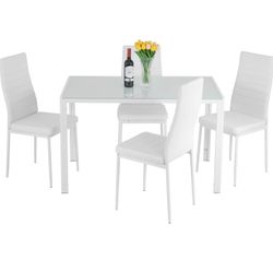 Brand New White Glass Dining Table