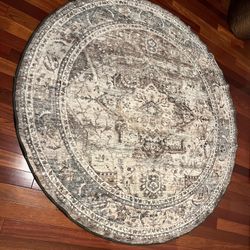Round Washable Rug - Gray, Brown, Tan, Multicolor