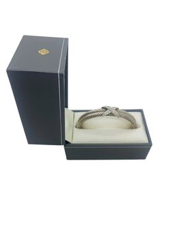 David Yurman Cable Bangle Bracelet .925 Sterling Silver  w/Natural Round Diamonds 3.6ct
