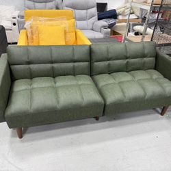 New 76.8" Couch, Small Futon Sofa Bed, Sleeper, Loveseat, Mid Century Modern Futon