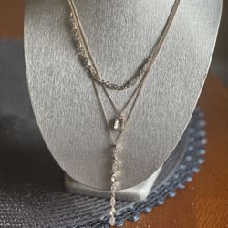 Nine West long three layer, gold-tone, faux crystal Necklace. NWT!