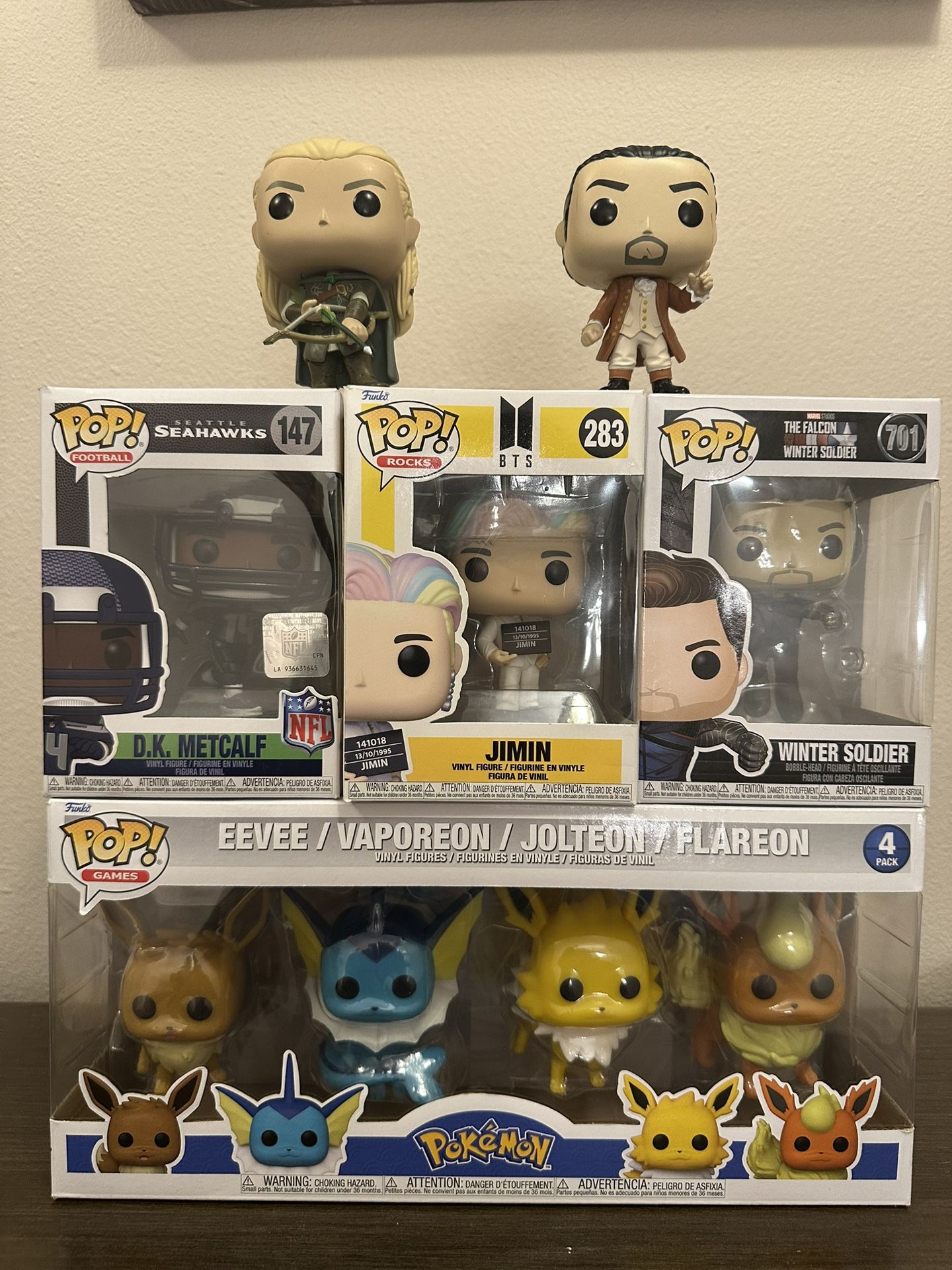 Funko Pop Set Pokémon + DK Metcalf + Winter Soldier + Jimin